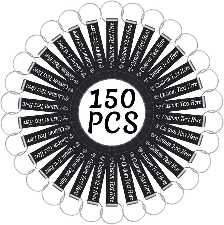 150PCS Personalized Bottle Opener Keychain Bulk Custom Beer Bottle Opener with Logo Text Engraved Wedding Bottle Opener Favors Customized Gifts for Guests Baby Shower Birthday Party-Black