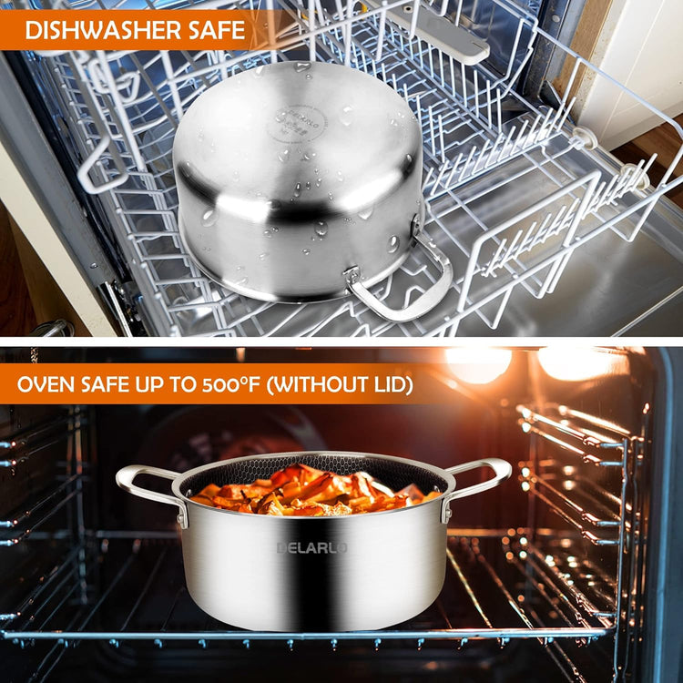 Tri Ply Non Stick 5 Quart Stainless Steel Stock Pot Heavy Duty