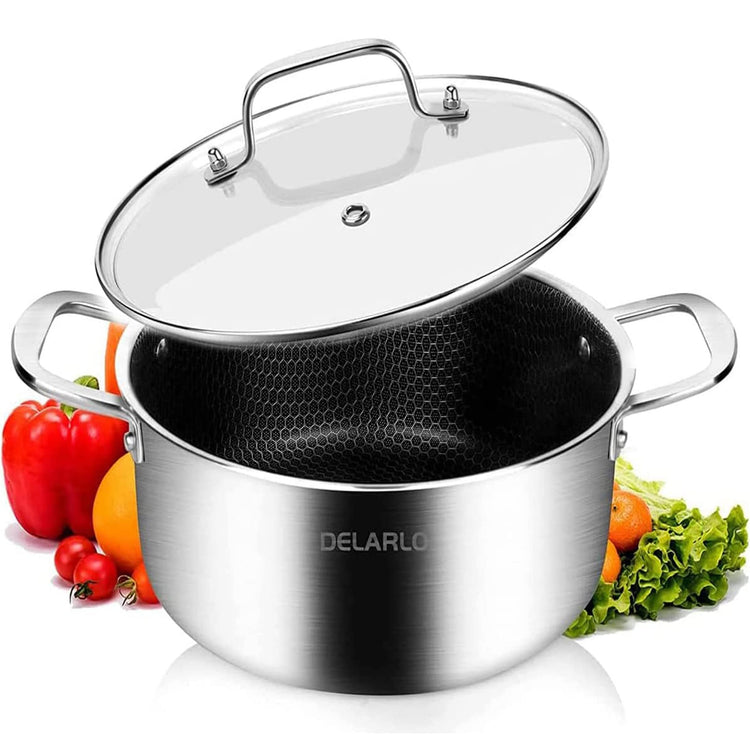 Tri Ply Non Stick 5 Quart Stainless Steel Stock Pot Heavy Duty