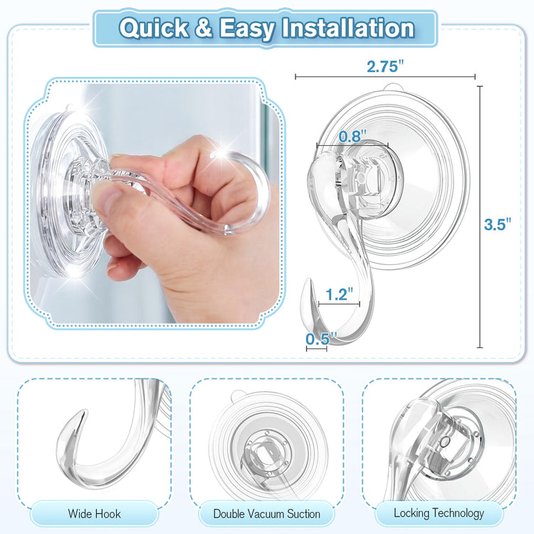 Suction Cup Hooks with Wipes (5 Count)