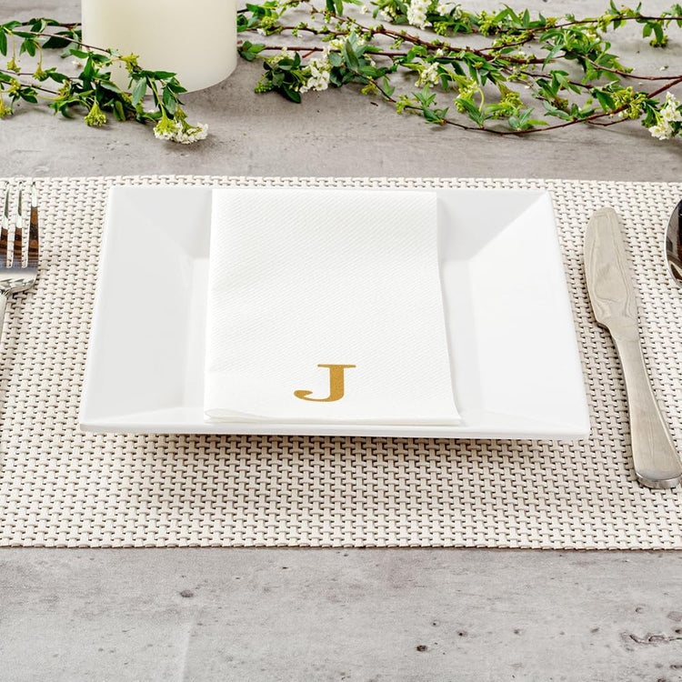 Paper Rectangle Gold Letter J Linen (2000 Count)