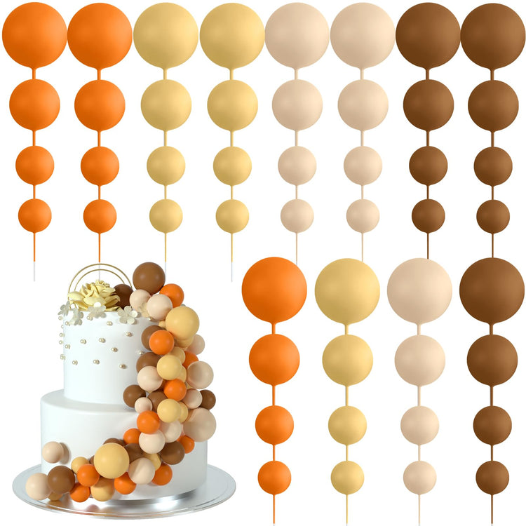 48 Pcs Balls Cake Topper Decorations Balloon Cupcake Toppers Foam Cake Topper Balls Cake Balls Decorations for Birthday Party Wedding Cake Decorating (48 Count)