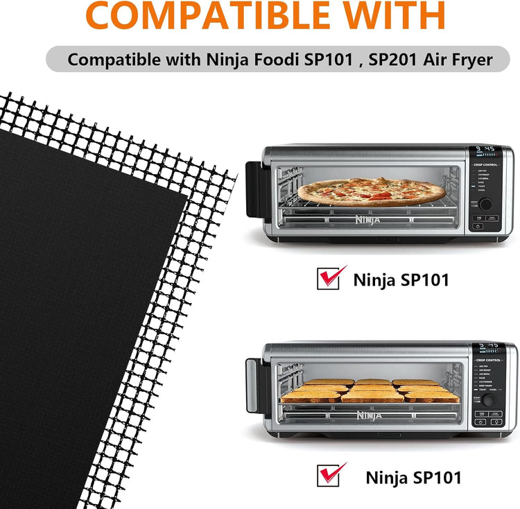 Air Fryer Oven Liners and Mesh Grill Mats Compatible with Ninja Foodi SP101 SP201 SP301,Reusable 12inch Non-Stick Liner for Bottom of Oven and Air Fryer Toaster Oven Mat for Oven