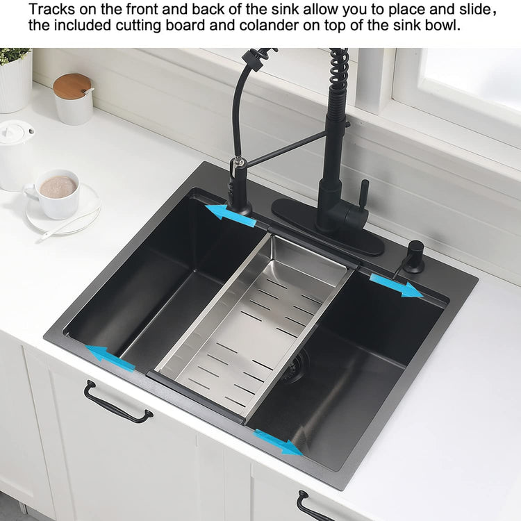 25 Inch Black Drop In Kitchen Sink