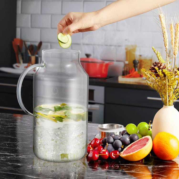 1 Gallon Glass Pitcher with Lid and Handle