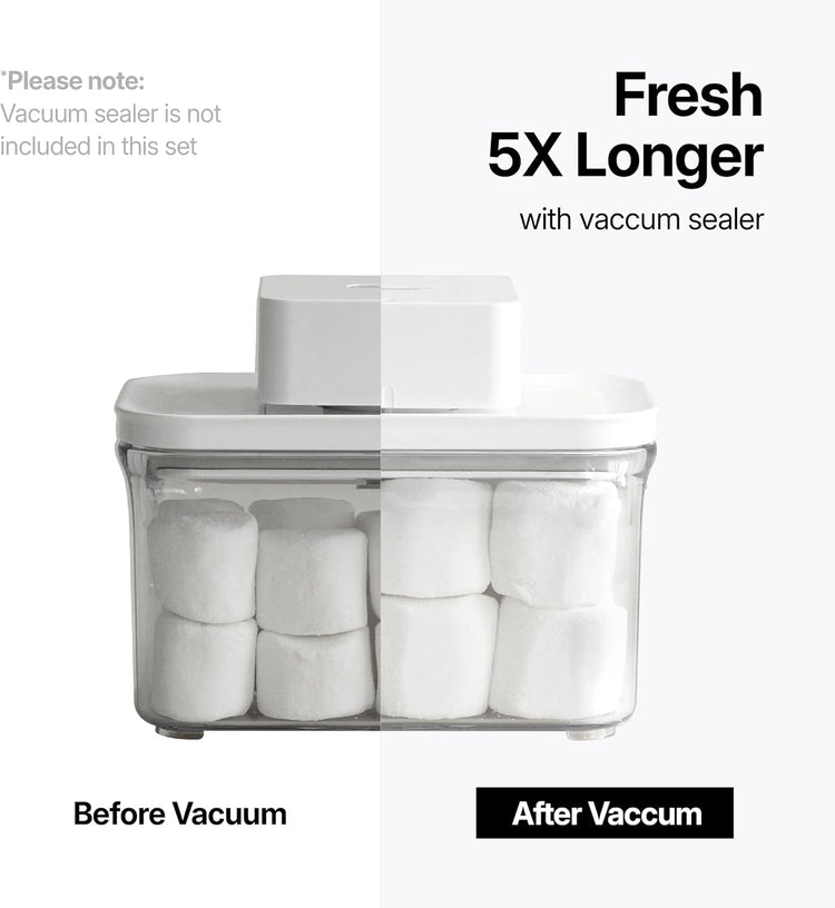 Premium Airtight Food Storage Containers, Mini Square 3pc/set(0.32qt), Smart One-Click Seal Lid, No Hinges, 100% Leak Proof, BPA-FREE, Dishwasher, Freezer & Microwave Safe