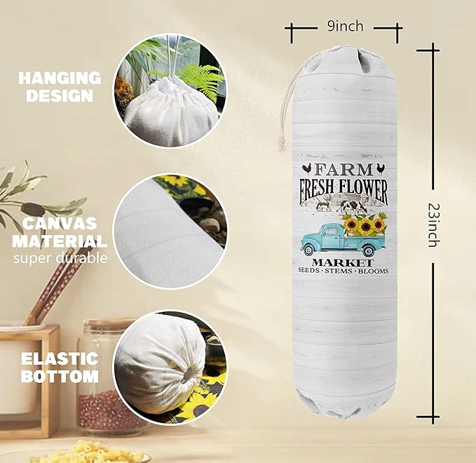 Grocery Bags Holder Organizer for Shopping Bags,Wall Mount Plastic Bags Storage Container Dispensers, Gift for Women Mother Grandmother Friend