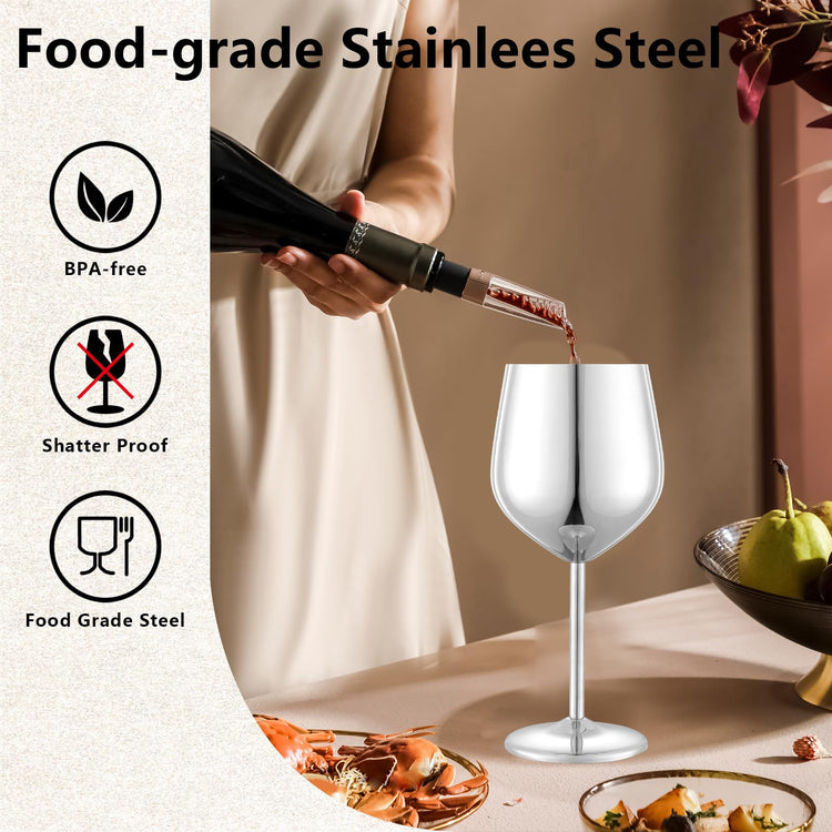 Unbreakable Stainless Steel Wine Glasses Set of 2 (2 Count)