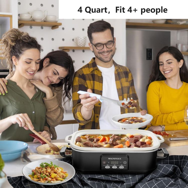 4 Quart Casserole Programmable Slow Cooker with Ceramic Baking Dish