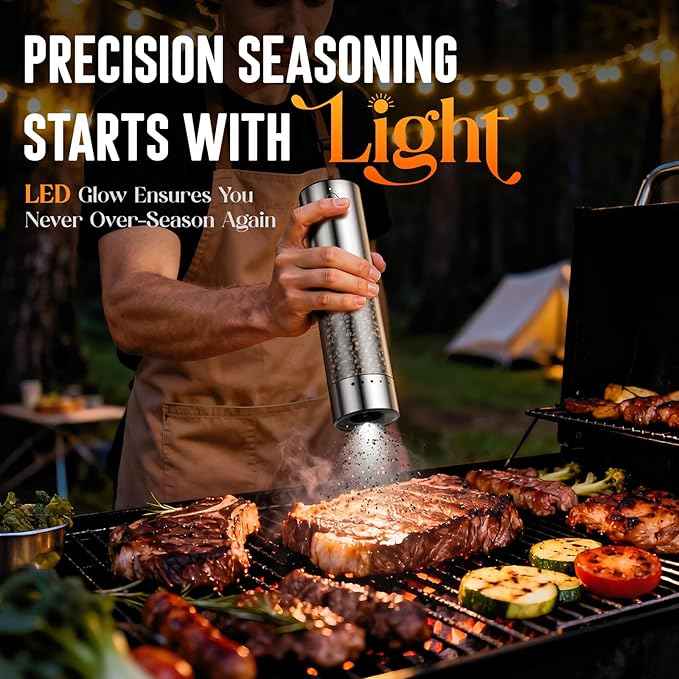 Electric Salt and Pepper Grinder Set โ Rechargeable Automatic Salt and Pepper Shaker with 6 Adjustable Coarseness, Large-Capacity Pepper Mill Kitchen Appliances and Home Essentials Gifts for Women