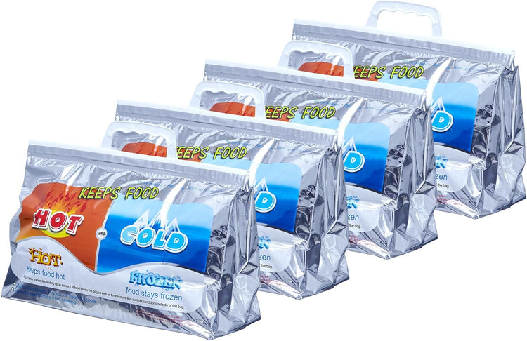 Superio Hot and Cold Insulated Bags for Food Delivery, Grocery Shopping Bags, Food Storage for Hot and Frozen Food for Travel, Disposable Cooler Bag, Reinforced Thermal Lunch Bag (4, 13"x5.5"x8.5")