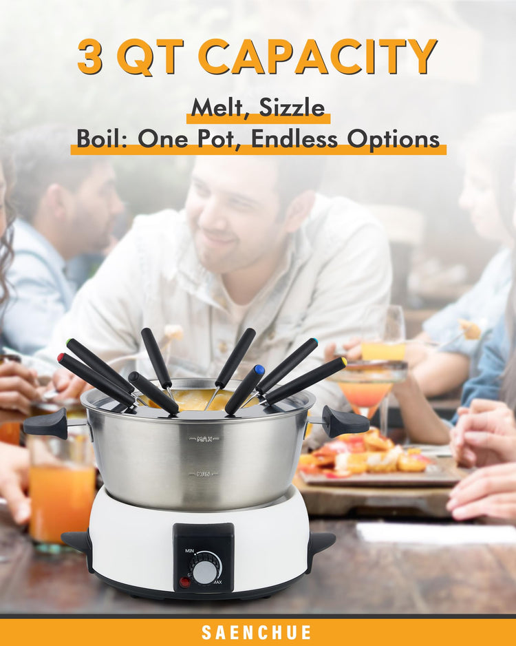 Electric Fondue Pot Set for Cheese & Chocolate