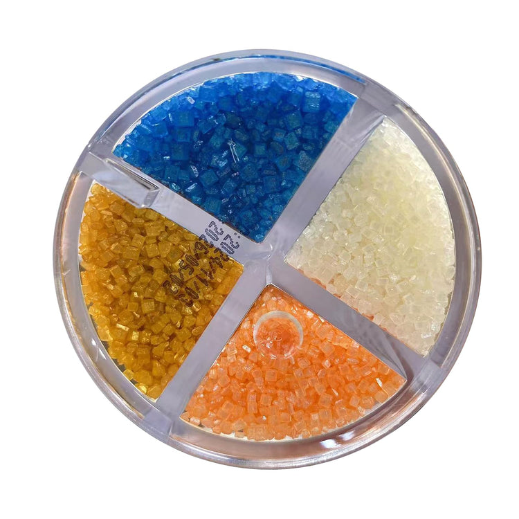 4 Colors Sanding Sugar for Baking Edible Sparkling Coarse Sugar Crystals Sprinkles for Baking Cake Cookie Cupcake Topper Ice Cream Decoration Supplies(Blue Orange Gold White)