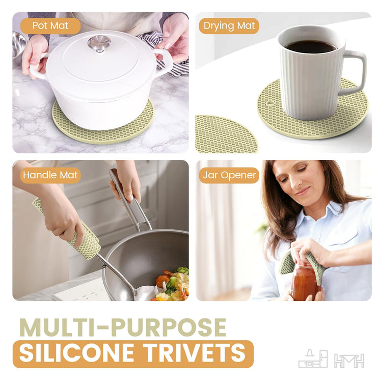 Silicone Trivet Mats 4 Heat Resistant Pot Holders Multipurpose Non
