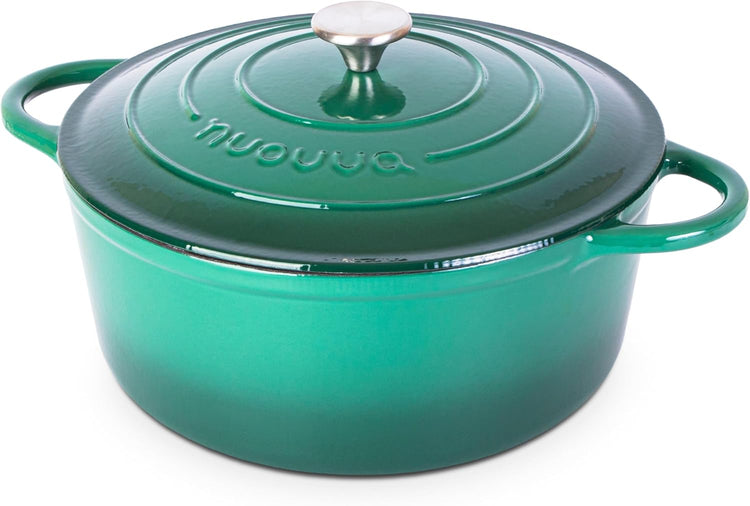 Cast Iron Dutch Oven with Lid – Non-Stick Ovenproof Enamelled Casserole Pot – Sturdy Dutch Oven Cookware – Dark Green, 7.3-Quart, 30cm – by Nuovva - Nestoria