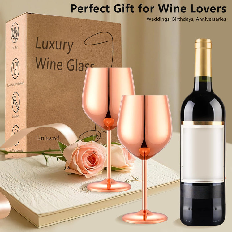 Unbreakable Stainless Steel Wine Glasses Set of 2 (2 Count)
