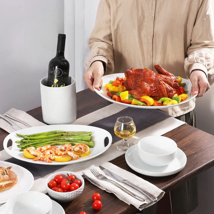 Porcelain Serving Platter with Handles (2 Count)