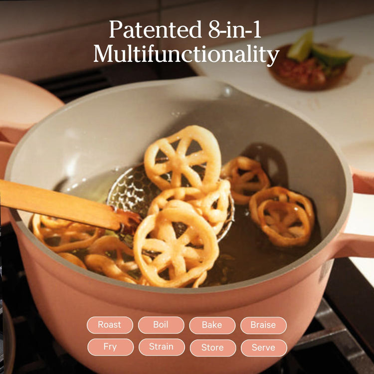 Our Place Perfect Pot - 5.5 Qt. Nonstick Ceramic Sauce Pan with Lid | Versatile Cookware for Stovetop and Oven | Steam, Bake, Braise, Roast | PTFE and PFOA-Free | Toxin-Free, Easy to Clean | Spice - Nestoria