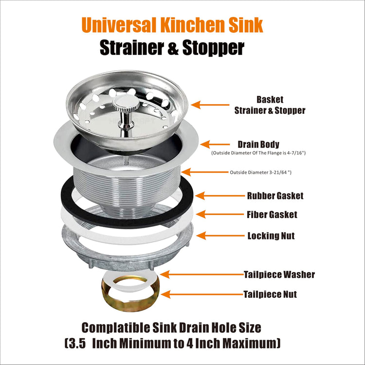 2 Pack Kitchen Sink Basket Strainer and Stopper (2 Count)