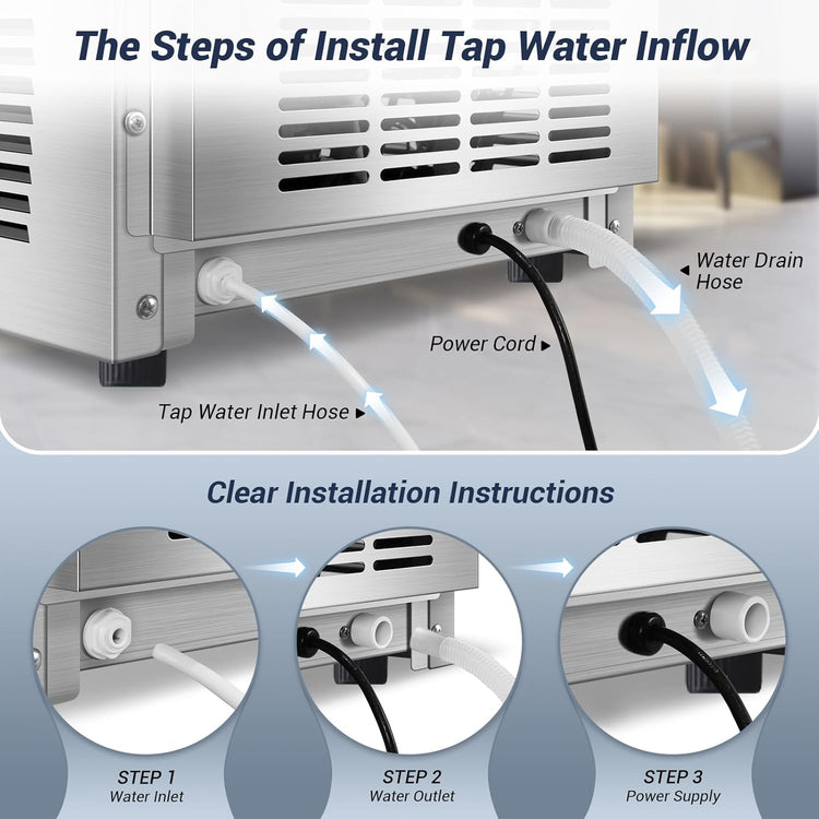 【120LBS/24H + 40 Cubes/12-18 Mins】 15" Commercial Ice Maker - 30LBS Storage, Self-Cleaning Under Counter & Freestanding Ice Machine for Home/Bar/Outdoor