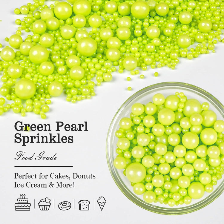Green Pearl Sprinkles for Cake Decorating (5.29 Ounce)
