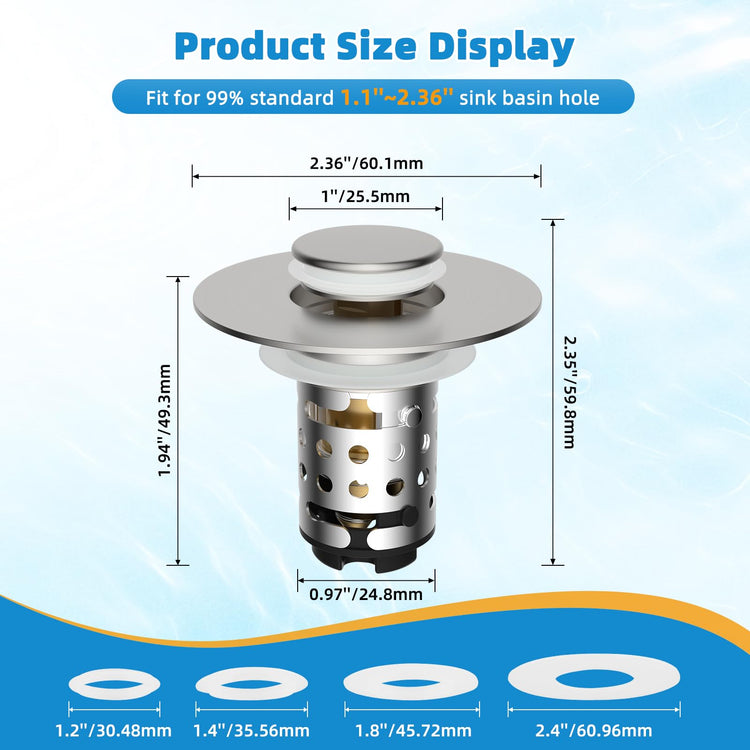 Universal Bathroom Sink Drain Stopper Hair Catcher