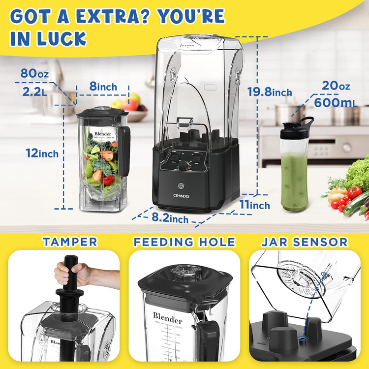 Quiet Commercial Blender with Soundproof Shield