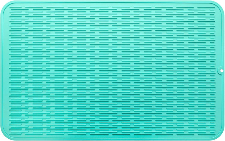 Silicone Dish Drying Mat for Multiple Usage,Easy clean,Eco-friendly,Heat-resistant Silicone Mat for Kitchen Counter or Sink,Refrigerator or Drawer Liner Mint 3XL 28 inches x 18 inches