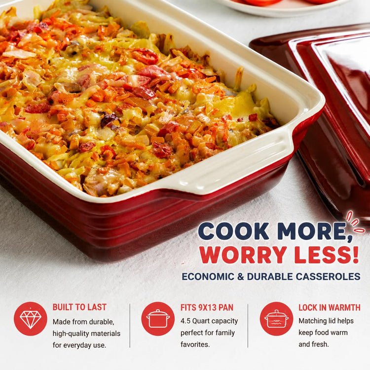 4.5 Quart Ceramic Casserole Dish with Lid