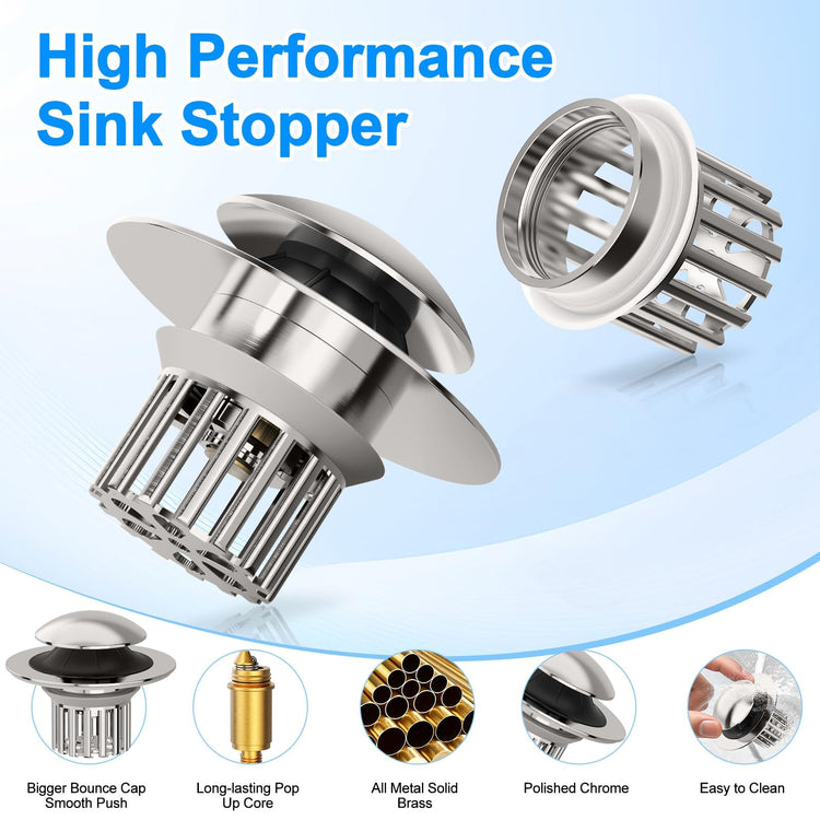 Universal 3 in 1 Bathroom Sink Drain Strainer