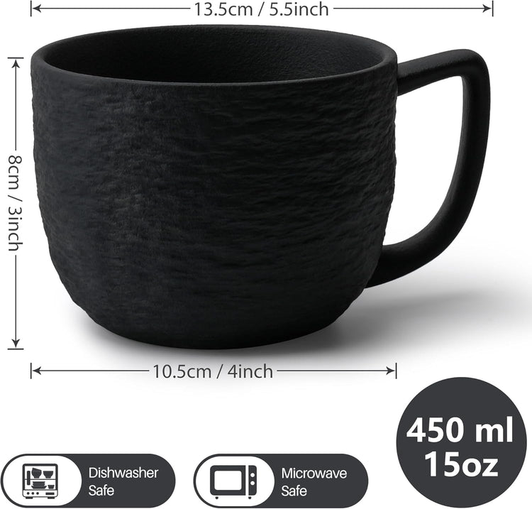 MIAMIO β 15 oz Coffee Mugs/Mug Set of 4 - Ceramic Mug for Coffee, Latte, Cappuccino, and Tea - Oasis Collection