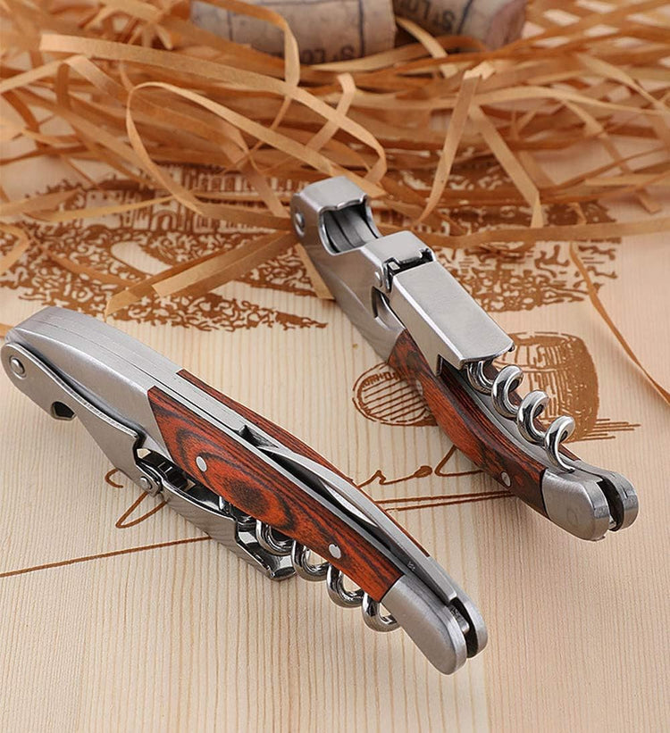Professional Waiter Corkscrew Wine Key for Bartenders Set of 3,With Long Rosewood Handle Stainless Steel Handle Wine Opener for Bar Restaurant Waiters, Sommelier, Bartend (Long Wood 3 Packs)