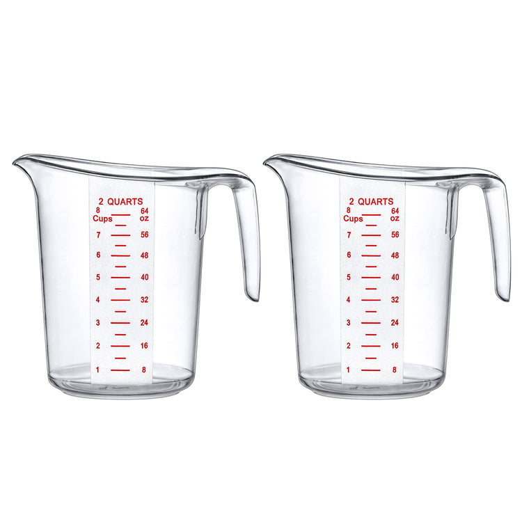 Melissa - 64-Ounce Plastic Measuring Pitcher (2-Pack), 8-Cup (2-Quart) Food-Grade Measuring Jug, Unbreakable, Stackable, Dishwasher-Safe, Great for Oil, Vinegar, Flour, and More