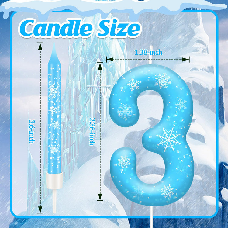 13PCS Snowflake Themed Birthday Candles Number 3 Set (13 Count)