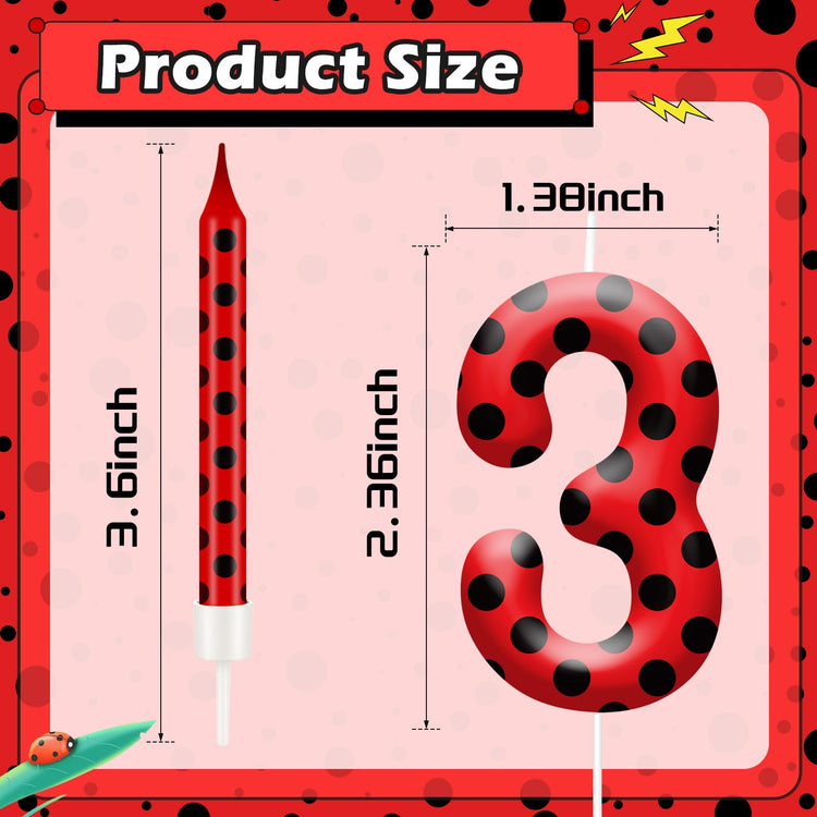 13PCS Ladybug Theme Birthday Candles Set (13 Count)