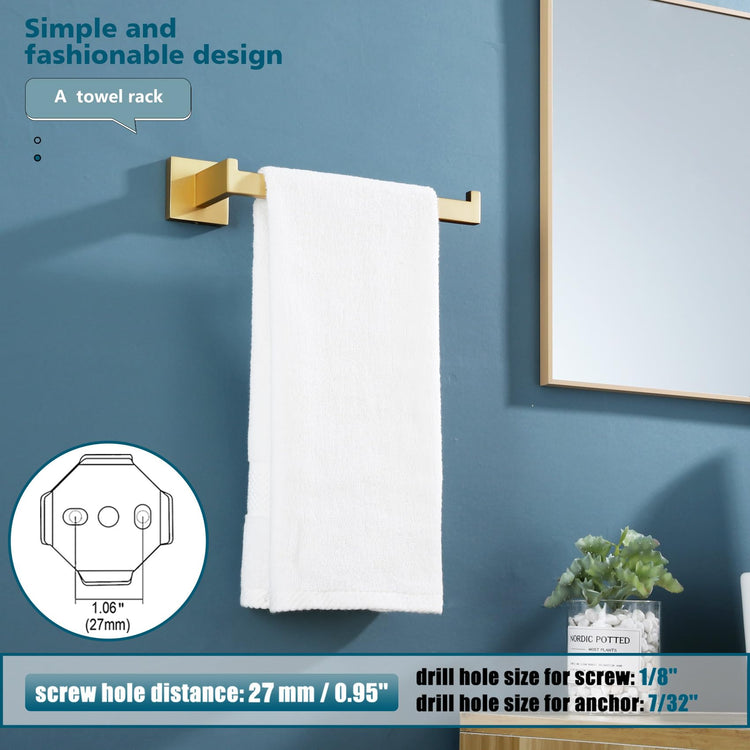Towel Bar Gold Hand Towel Holder for Bathroom Kitchen Hardware Stainless Steel Wall Mounted