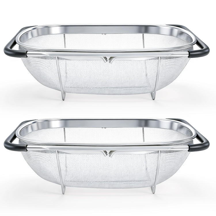 2 Pack Over the Sink Oval Colander for Kitchen
