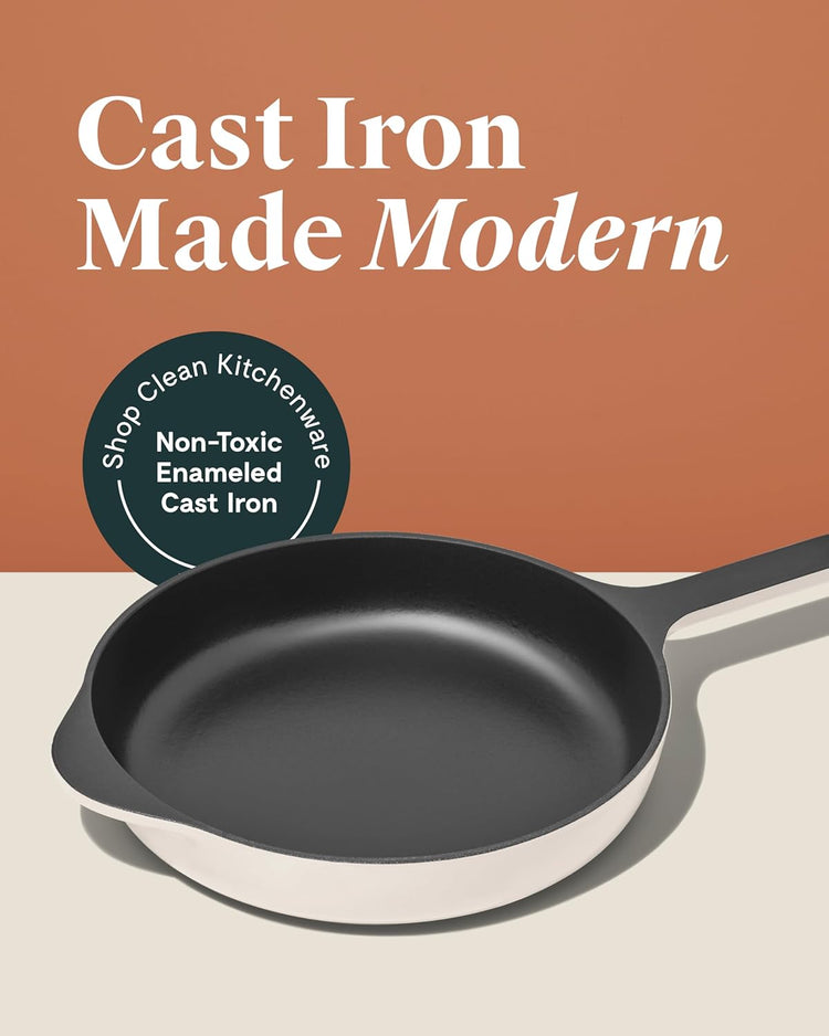 Caraway Cast Iron Skillet - 10.5” Enameled Cast Iron Pan With 3 Layer Enamel Coating - No Seasoning Required - Compatible With All Stovetops - Free From Forever Chemicals - Gray - Nestoria