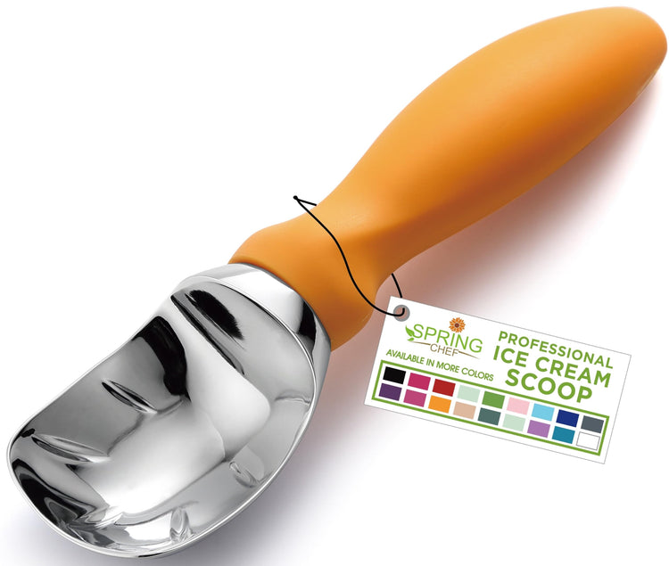 Heavy Duty Metal Ice Cream Scoop with Soft Grip Handle