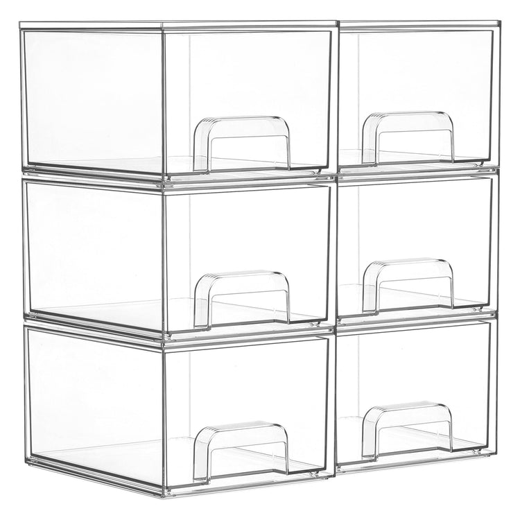 6 Pack Small Clear Stackable Storage Drawers for Desk (6 Count)