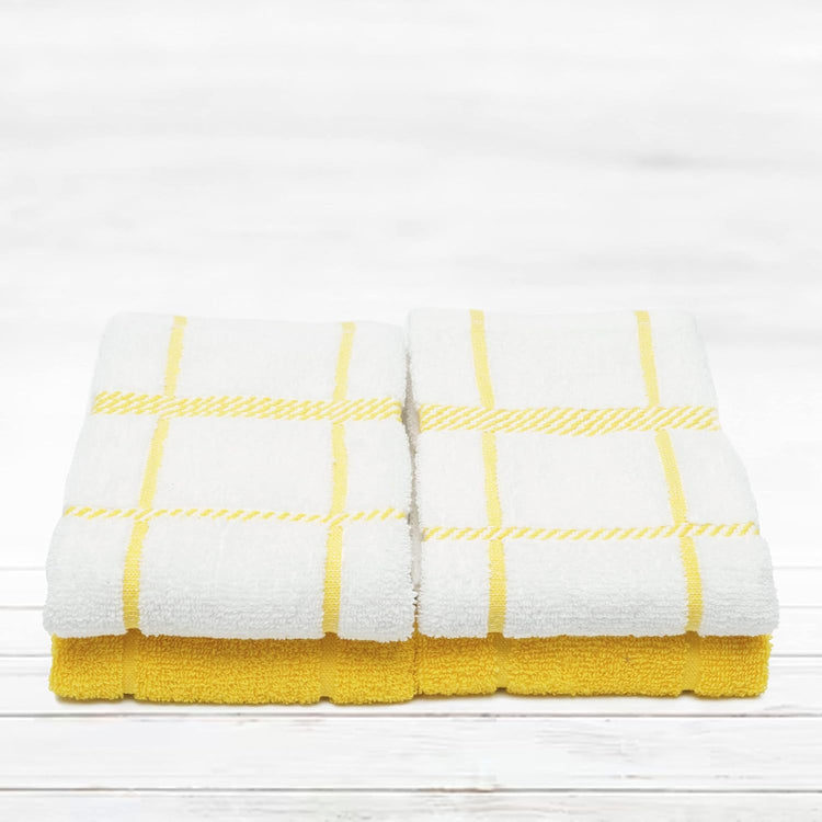 100% Cotton Terry Dish Towels, 4 pack16 x26 Inches, Super Soft and Absorbent Kitchen Towels, Perfect for Kitchen Cleaning and Dish Washing | Yellow - Nestoria