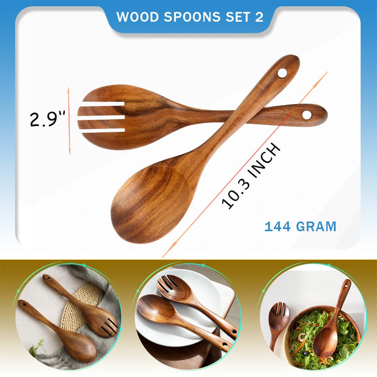 Teak Wooden Spoons 10.2 (2 Count)