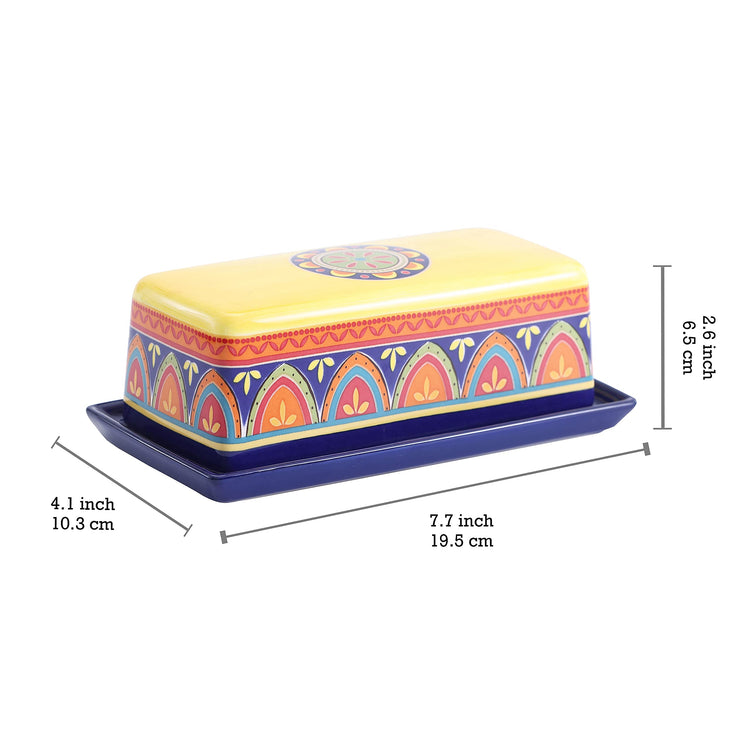 Tunisian Ceramic Butter Dish with Lid