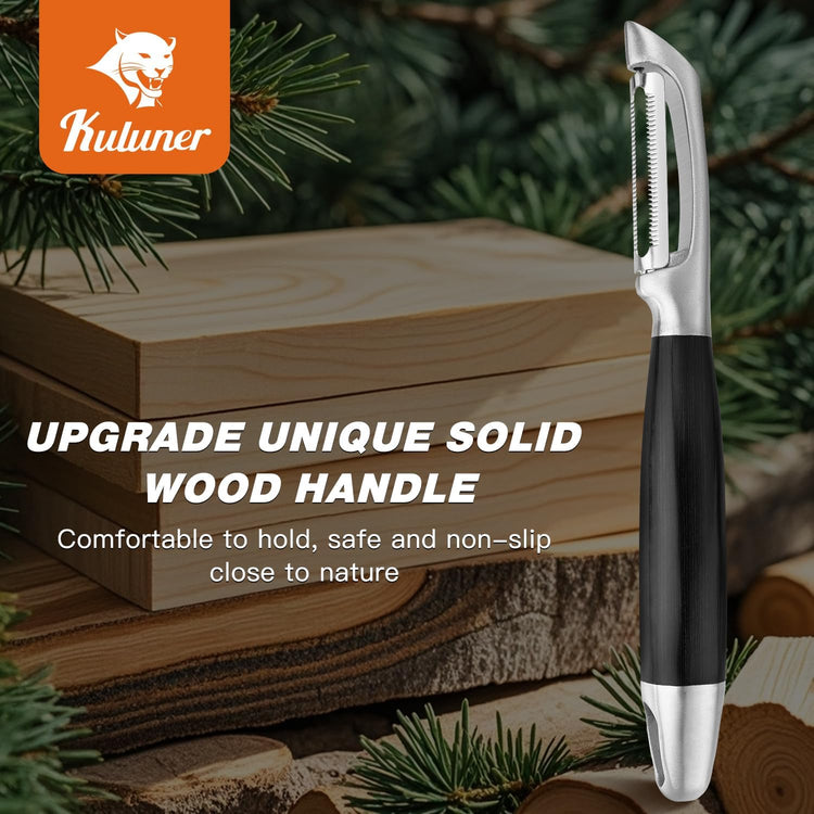 304 Stainless Steel Multi-Function Kitchen Peeler - With Solid Wood Handle, Sharp Durable Blade, Effortlessly Peels Vegetables and Fruits, Essential Kitchen Tool( Type I)