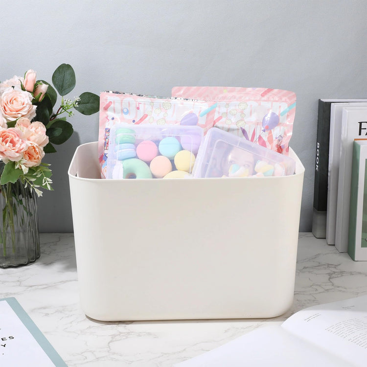 Plastic Storage Bins 10 Pcs White Pantry Organizer Bins Small Baskets Storage Containers for Home Kitchen (10 Count)