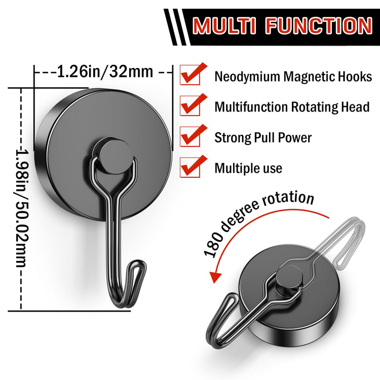 20 Pack Black Magnet Hooks (20 Count)