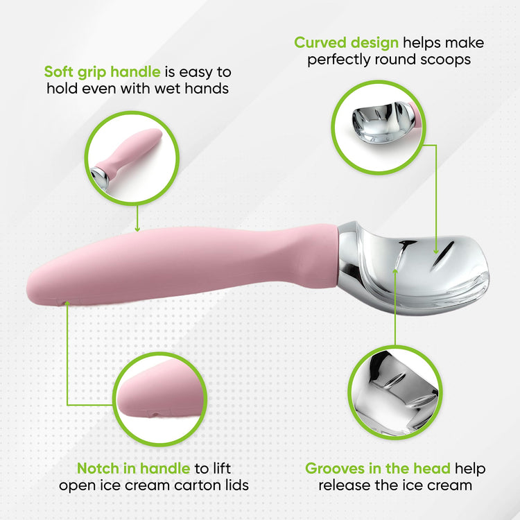 Heavy Duty Ice Cream Scoop with Soft Grip Handle