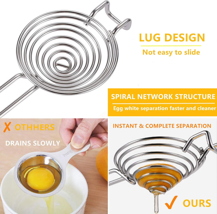 Egg Separator Egg Yolk White Separator Separation Tool Duck Eggs Separators Stainless Steel Egg Yolk Filter Long Handled Separator Divider Egg White Seperater For Cooking Baking And Stirring (Red)