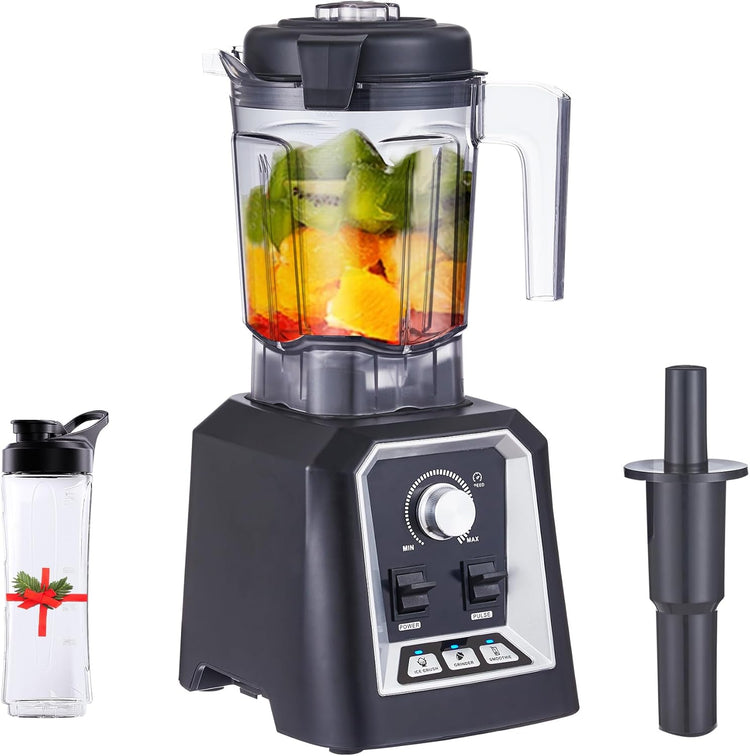 Biolomix Professional Blender, 2200W 3 Automatic Program Blender For Kitchen,2L capacity with 600ML Portable Bottle,Smoothie Blender for Smoothie, Soup,Baby food,Grain grinding(Black)