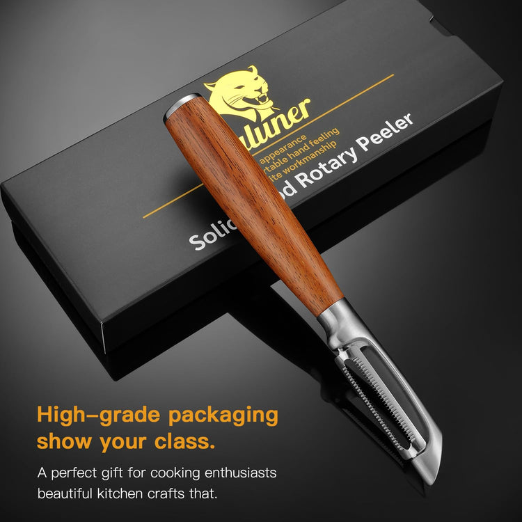 Serrated Blade Premium I Type 304 Stainless Steel Multifunctional Kitchen Peeler Real Wood Handle Ultra Sharp Blade Vegetable Potato Apple